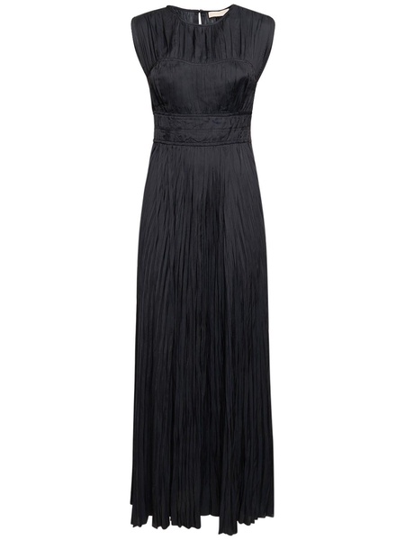 Delia pleated satin long gown