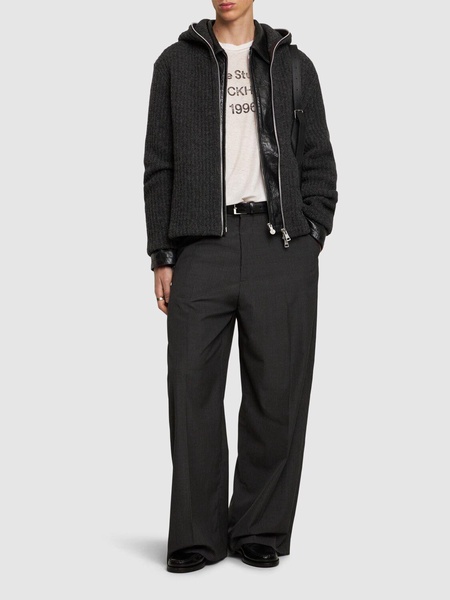 Wool blend pinstripe pants