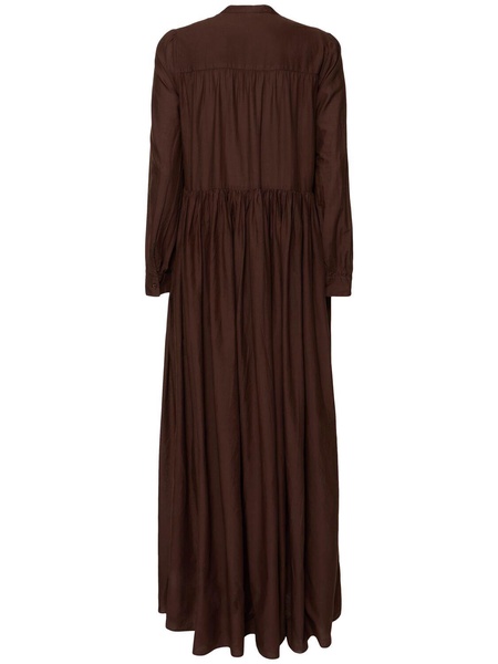 Cotton muslin draped long dress