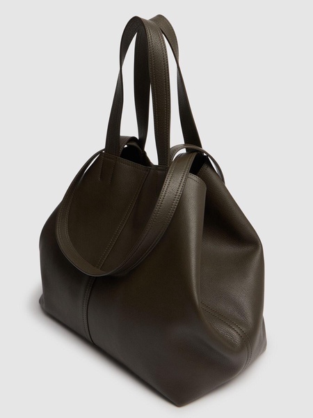 Midi leather tote bag