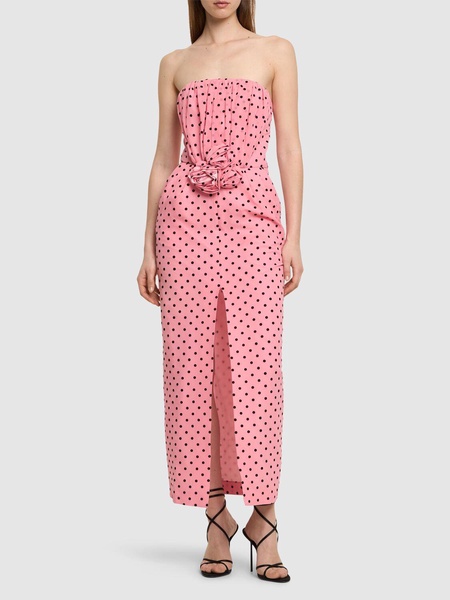Flocked polka dot silk georgette dress