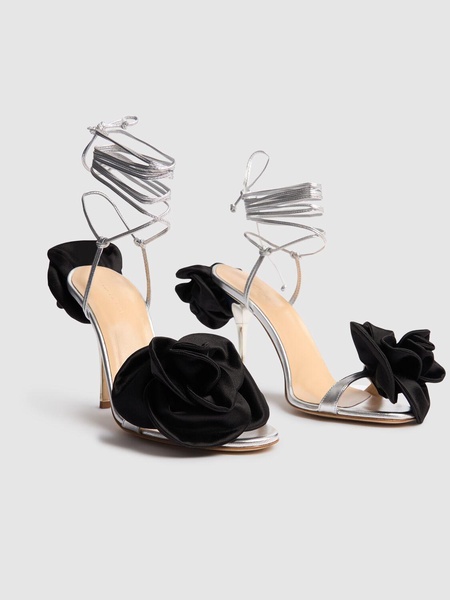 105mm Flower leather sandals