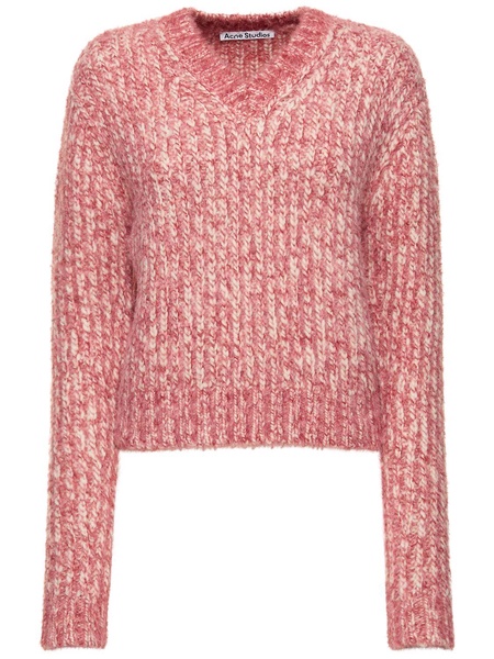 Chunky mélange wool blend knit sweater