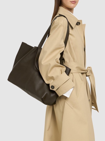 Midi leather tote bag