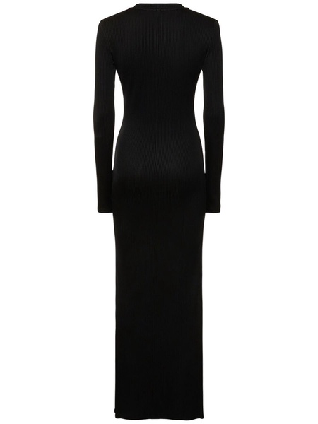Viscose v neck long dress w/ star stud