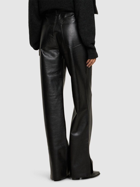Roy leather blend straight pants