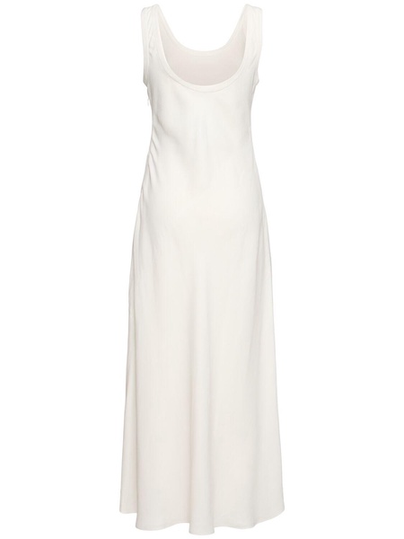 Fluid linen blend twill long dress