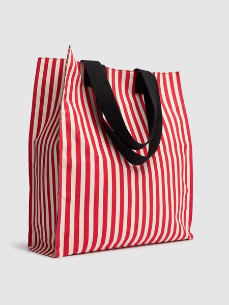 Striped canvas shopping bag