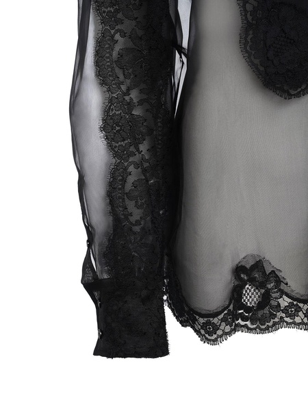Silk blend organza & lace shirt