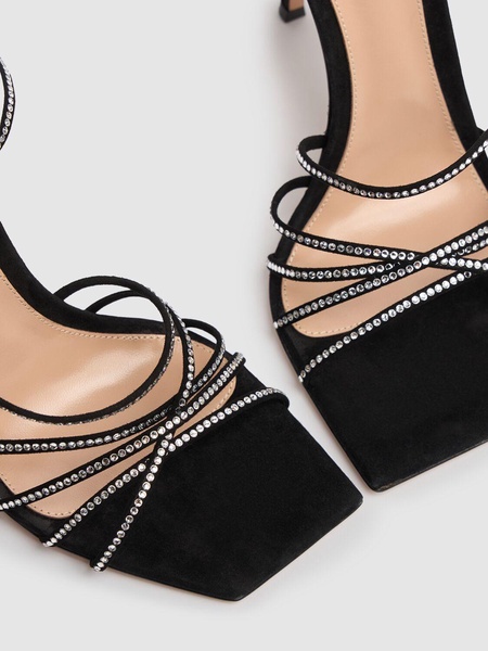 105mm Suede & crystal sandals