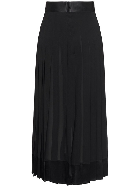 High waist pleated georgette midi skirt