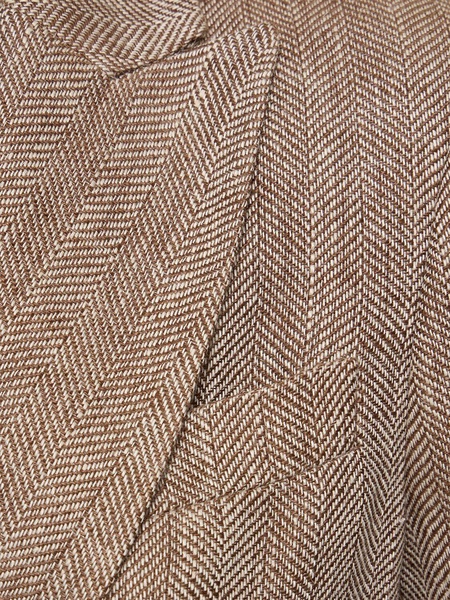 Linen herringbone double breasted jacket