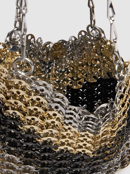 Metallic disc shoulder bag
