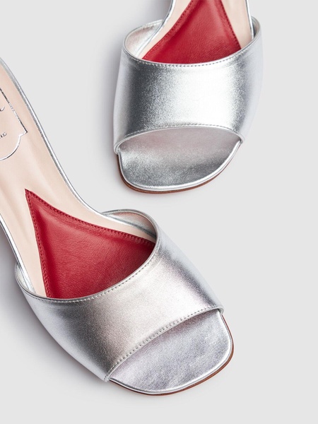 50mm Jewel Heel metallic leather mules