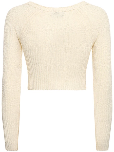 Cotton blend knit crop cardigan