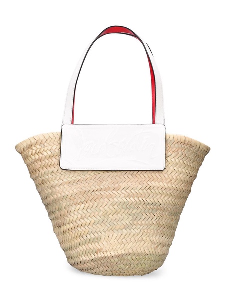 Large Loubishore straw & leather tote
