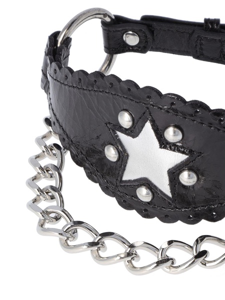 Leather choker w/ star & chain