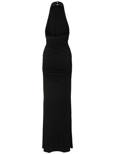 Stella open back jersey sablé long dress