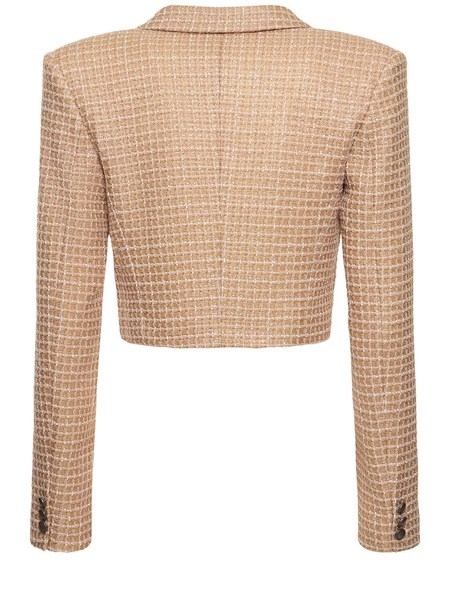 Sequined tweed cropped boxy jacket