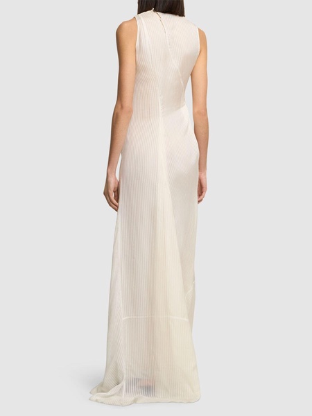 Leah asymmetric satin long dress