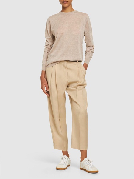 Iconic pleated satin cropped pants