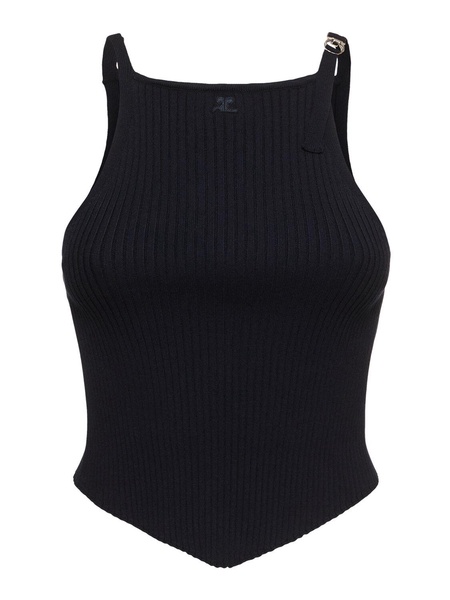 Pointy buckle rib knit tank top