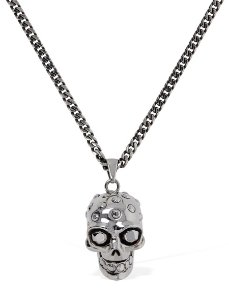 Jeweled Skull brass necklace