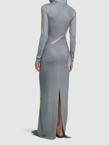 Printed jersey hooded long dress