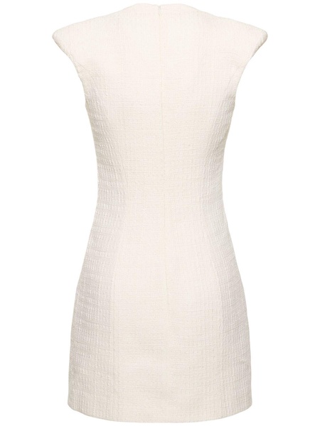Sleeveless tweed v neck mini dress