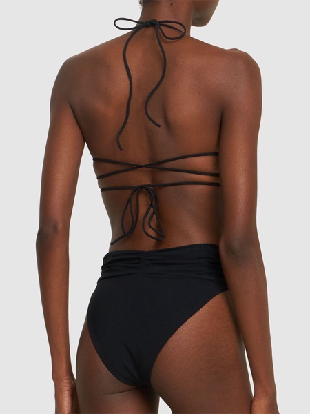 3D flower tech triangle bikini top