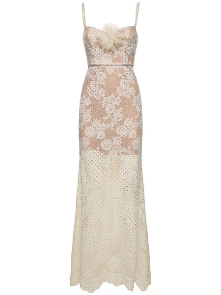 Embellished lace maxi dress