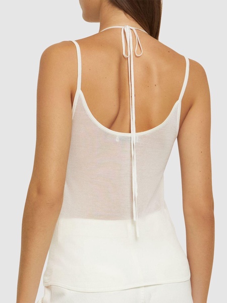 Layered knit halter tank top