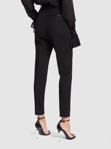 Wool gabardine cigarette tuxedo pants