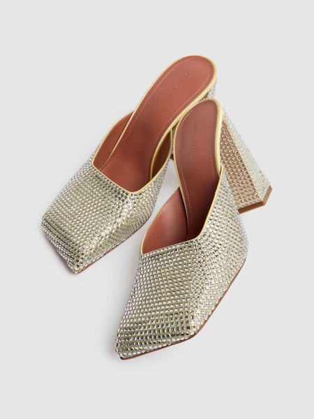 95mm Charlotte satin & crystal mules