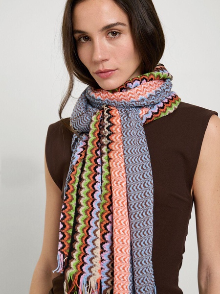Embroidered jacquard scarf
