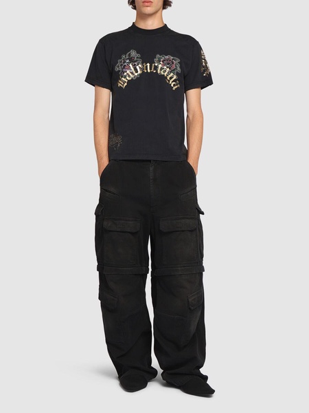 Bleached cotton cargo pants