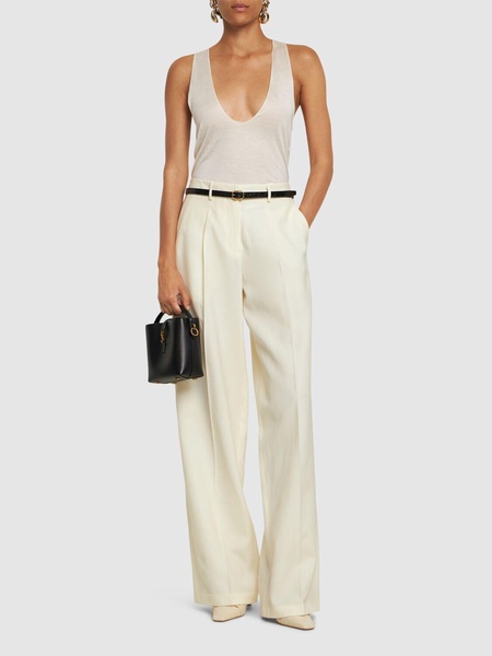 Wool & silk straight pants