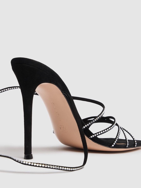 105mm Suede & crystal sandals