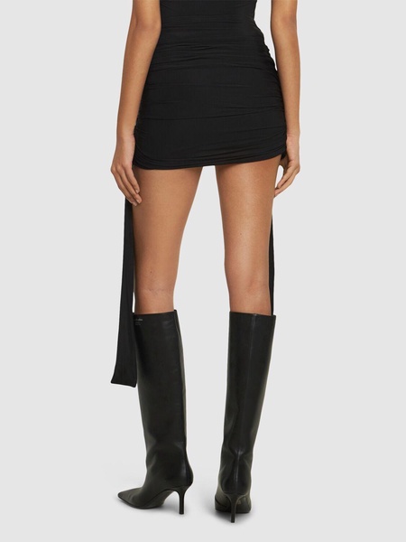 Mesh mini skirt w/gold rings