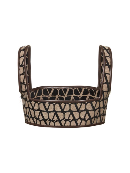 Logo jacquard canvas crop top
