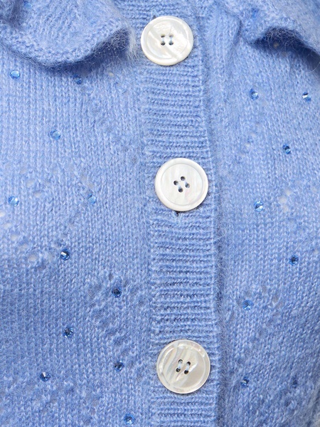 Mohair knit cropped vest top w/ studs