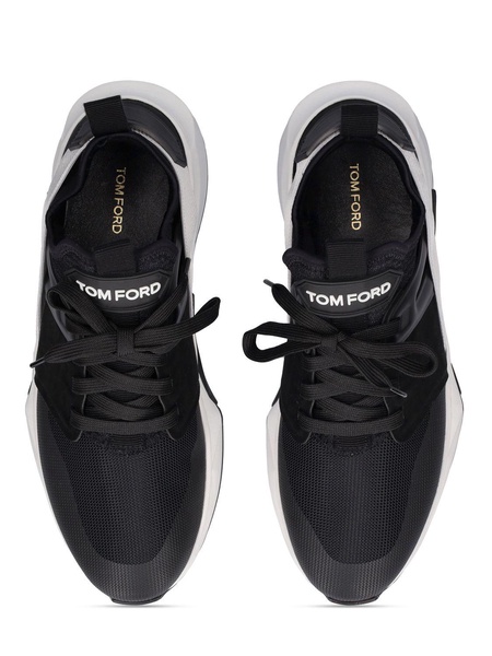 Alcantara tech & leather low sneakers