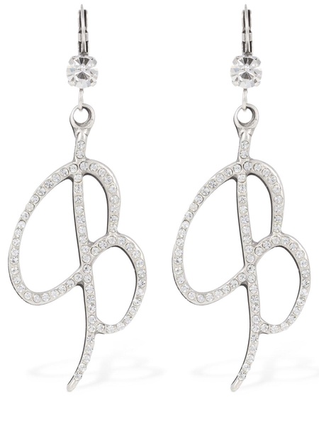 Crystal B logo drop earrings