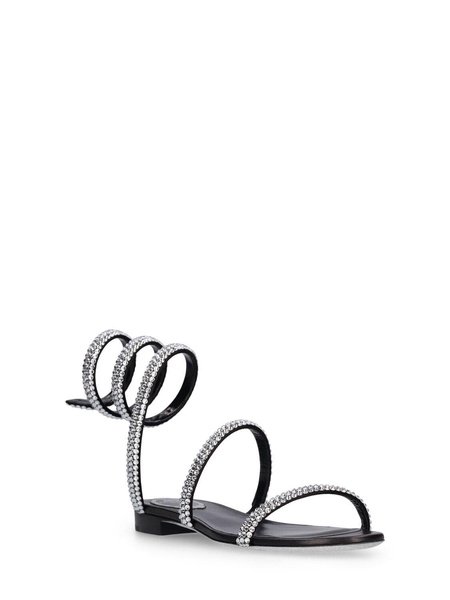 10mm Satin & crystal flat sandals