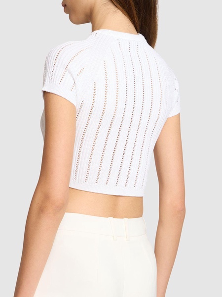 Embellished knit crop top