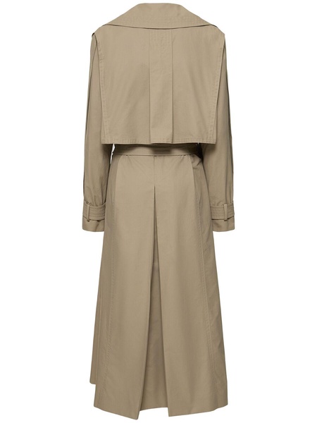Belted cotton blend gabardine trench