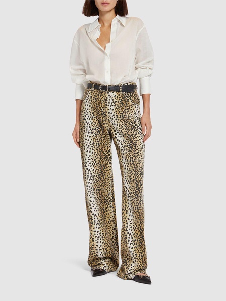 Leopard print high rise boyfriend jeans