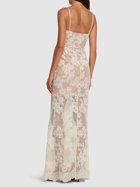 Embellished lace maxi dress