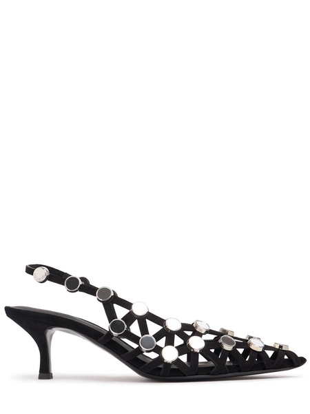 50mm Grid suede slingbacks