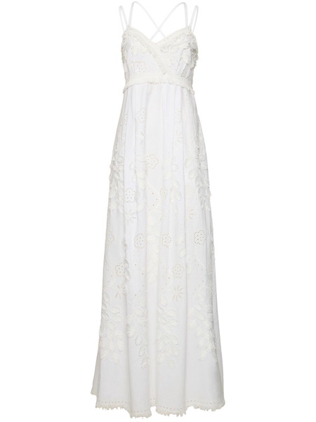 Embroidered eyelet lace long dress